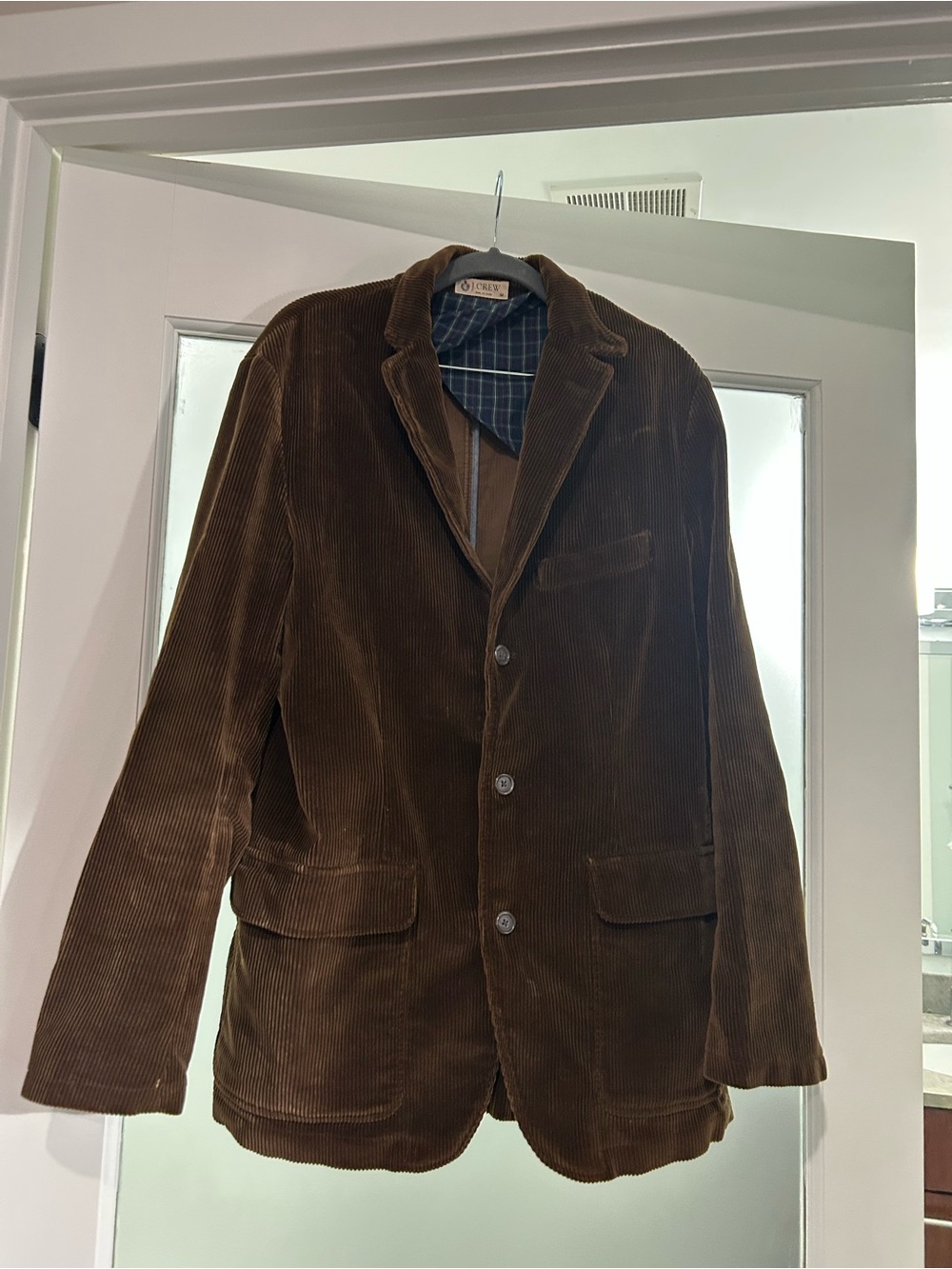 J. Crew Brown Corduroy Blazer with Plaid Lining